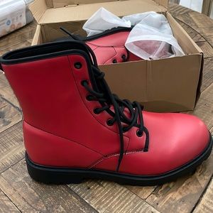 Combat Boots - Red | Red Combat Boots
